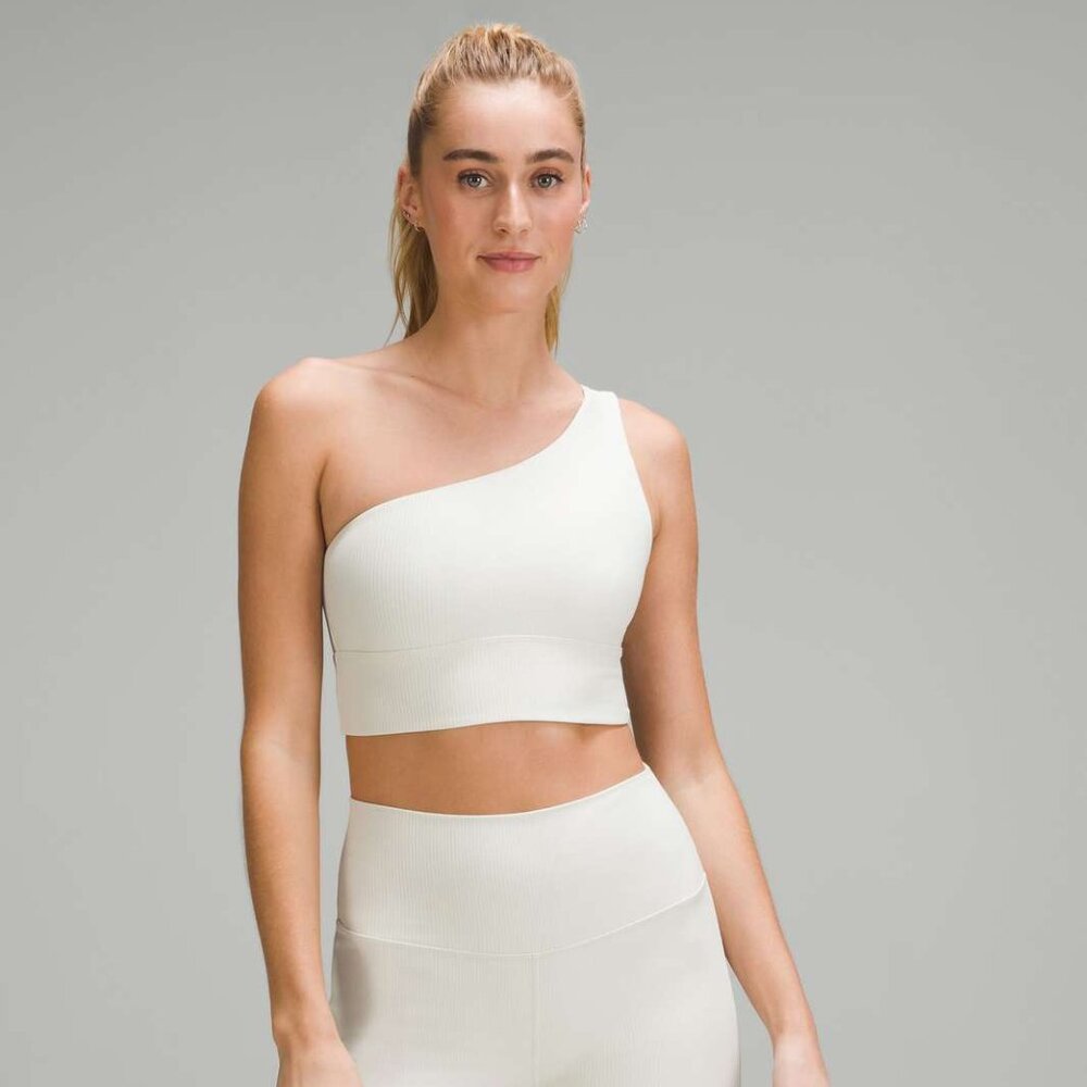Lululemon Align Asymmetrical Sports Bra Shine Bone Sz 4